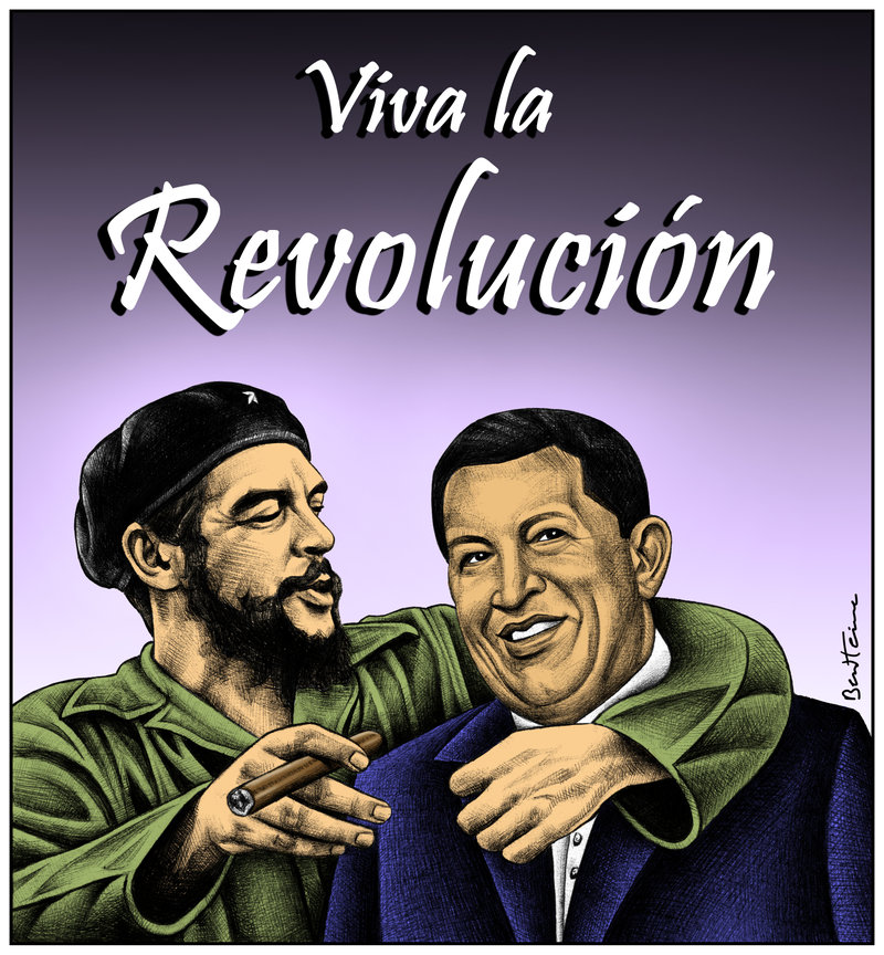 "Fidel Castro y Hugo Chávez", por Ben Heine